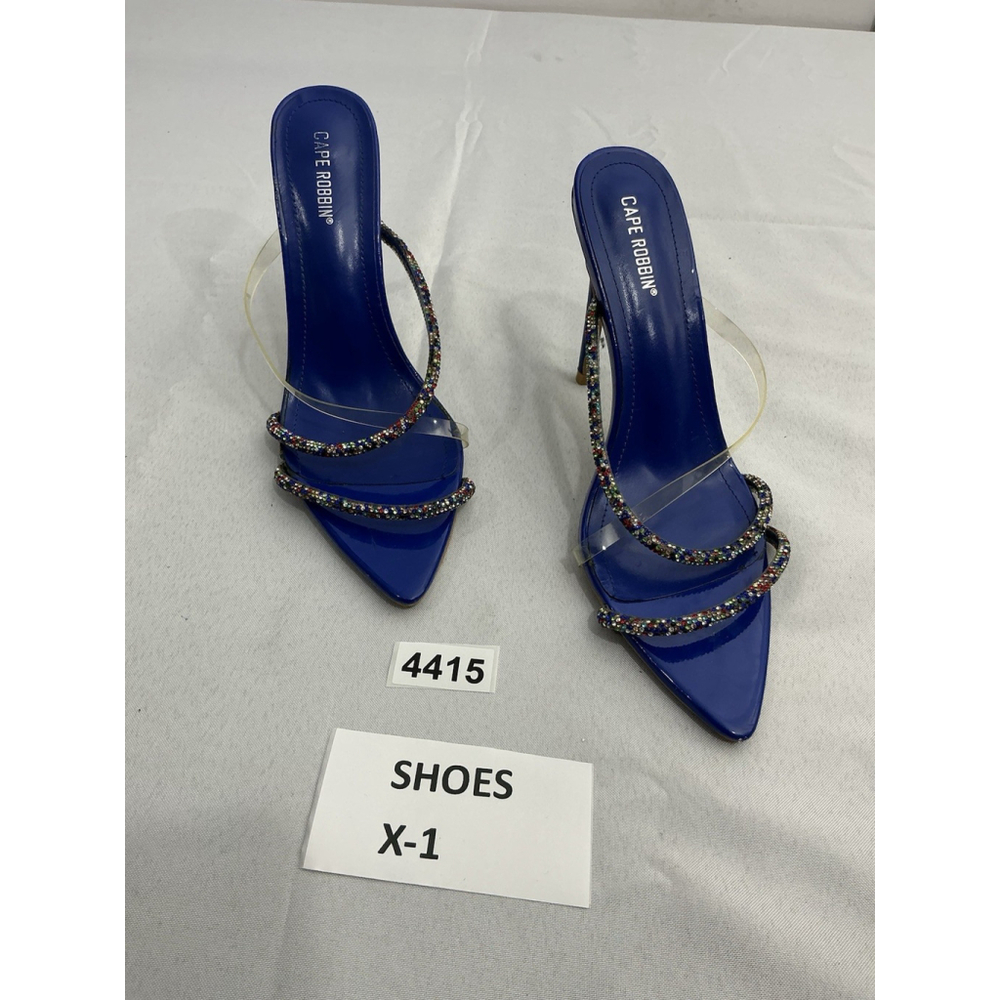 Womans Cape Robin Horizon Stiletto Pumps 8.5 M Blue Rhinestones Strappy Slip On